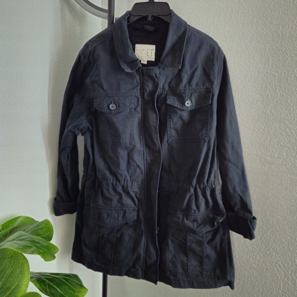 Women's A New Day 100% Cotton Drawstring Utility‎ Jacket EUC Size Large
